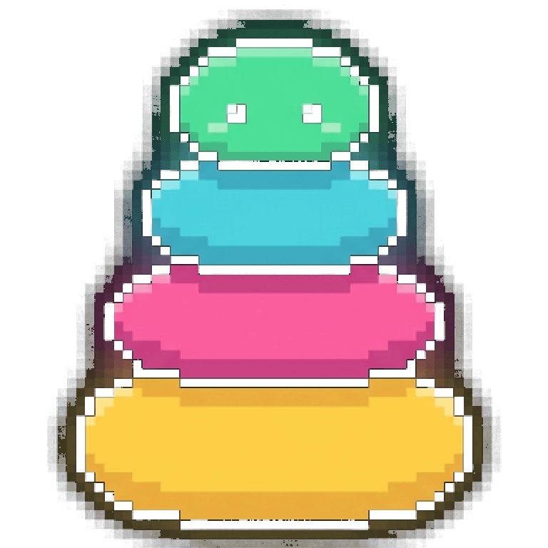 Cairn mascot — a stack of colorful pixel-art stones